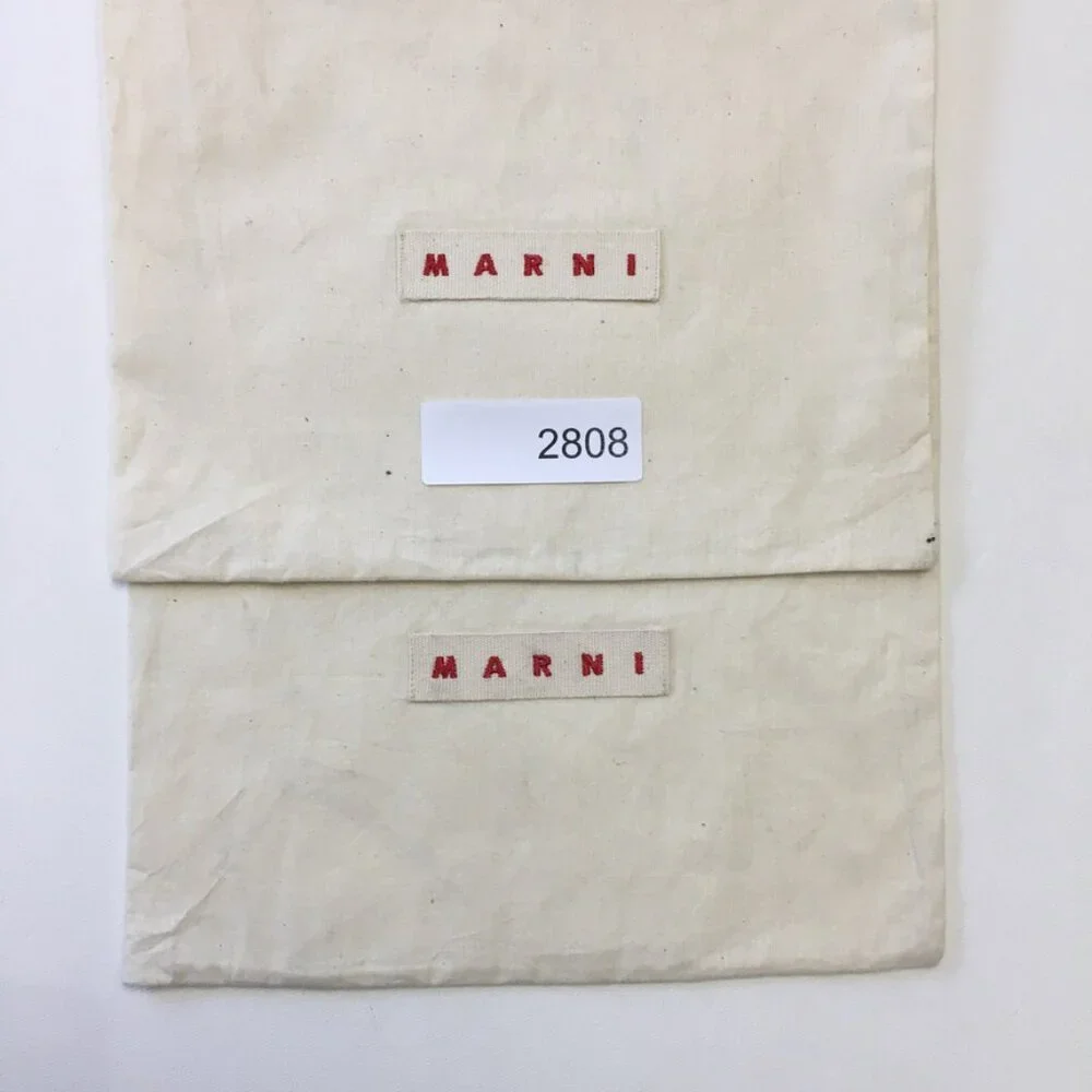 MARNI Dust Bag for Shoes A Pair Cotton Ivory Drawstring